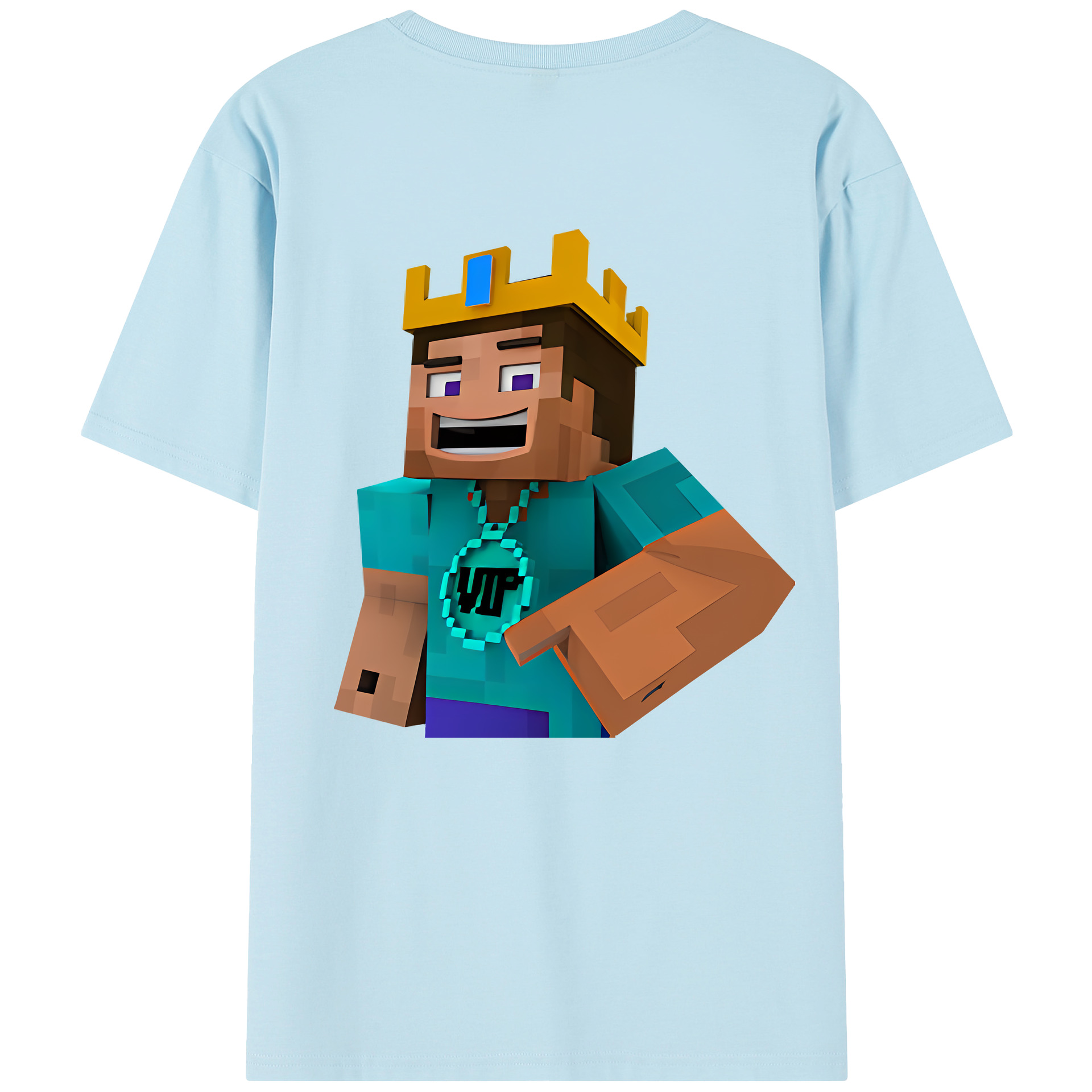 （画像用） マインクラフト ブロックの世界 Minecraft MC Block world 綿100％半袖Tシャツ（背面プリント）